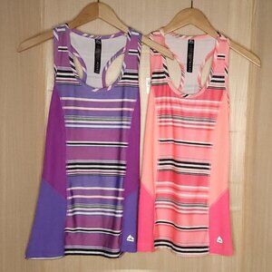 Reebok Tunic Striped Athletic Tank Top Bundle Small